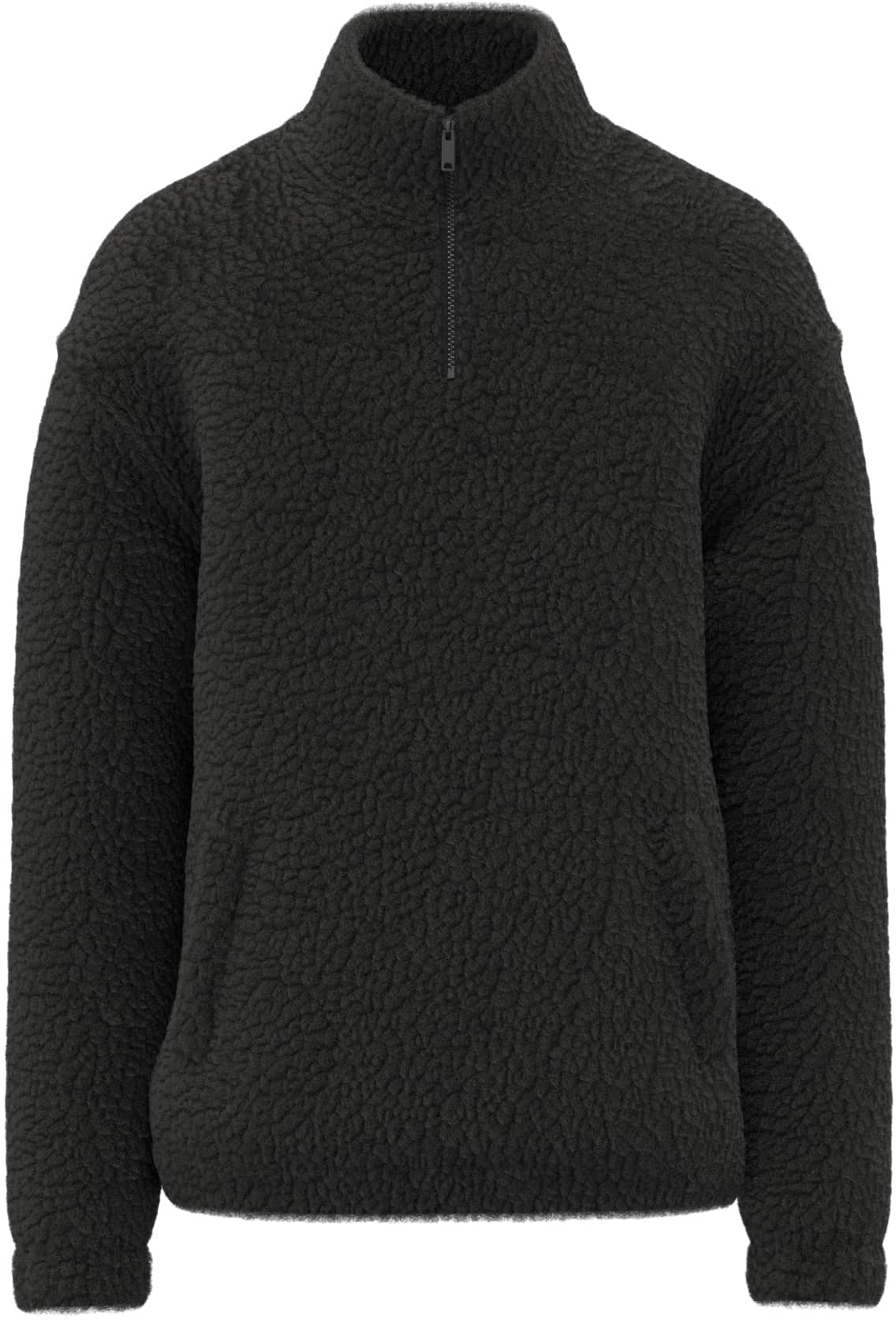 Unisex-Sweatshirt mit 1/4-Reißverschluss und überschnittenen Schultern aus Sherpa-Material