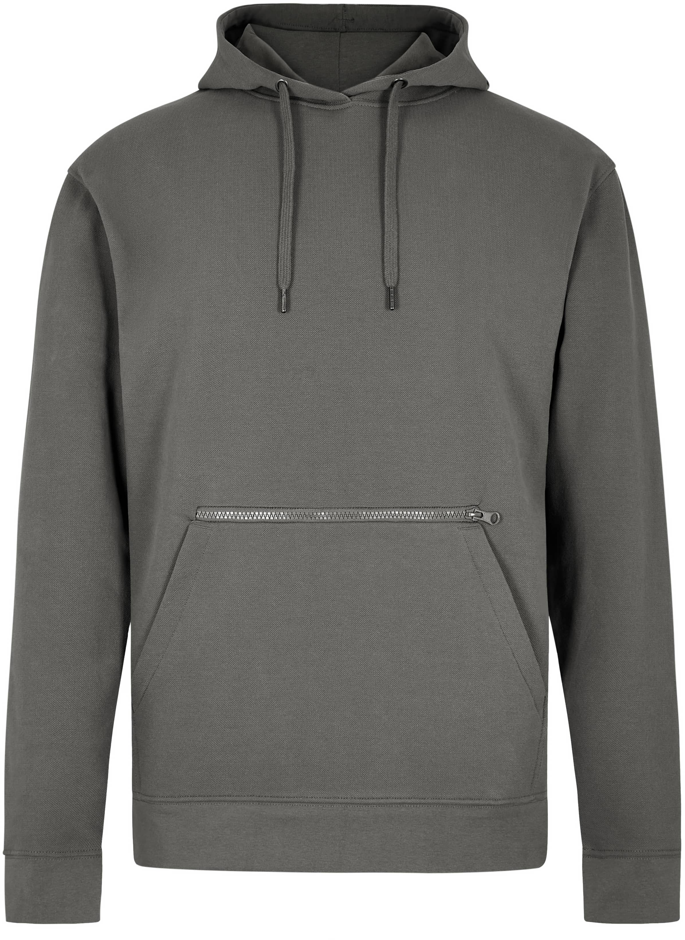 Regular Fit Pique Hoodie with Zipped Pocket