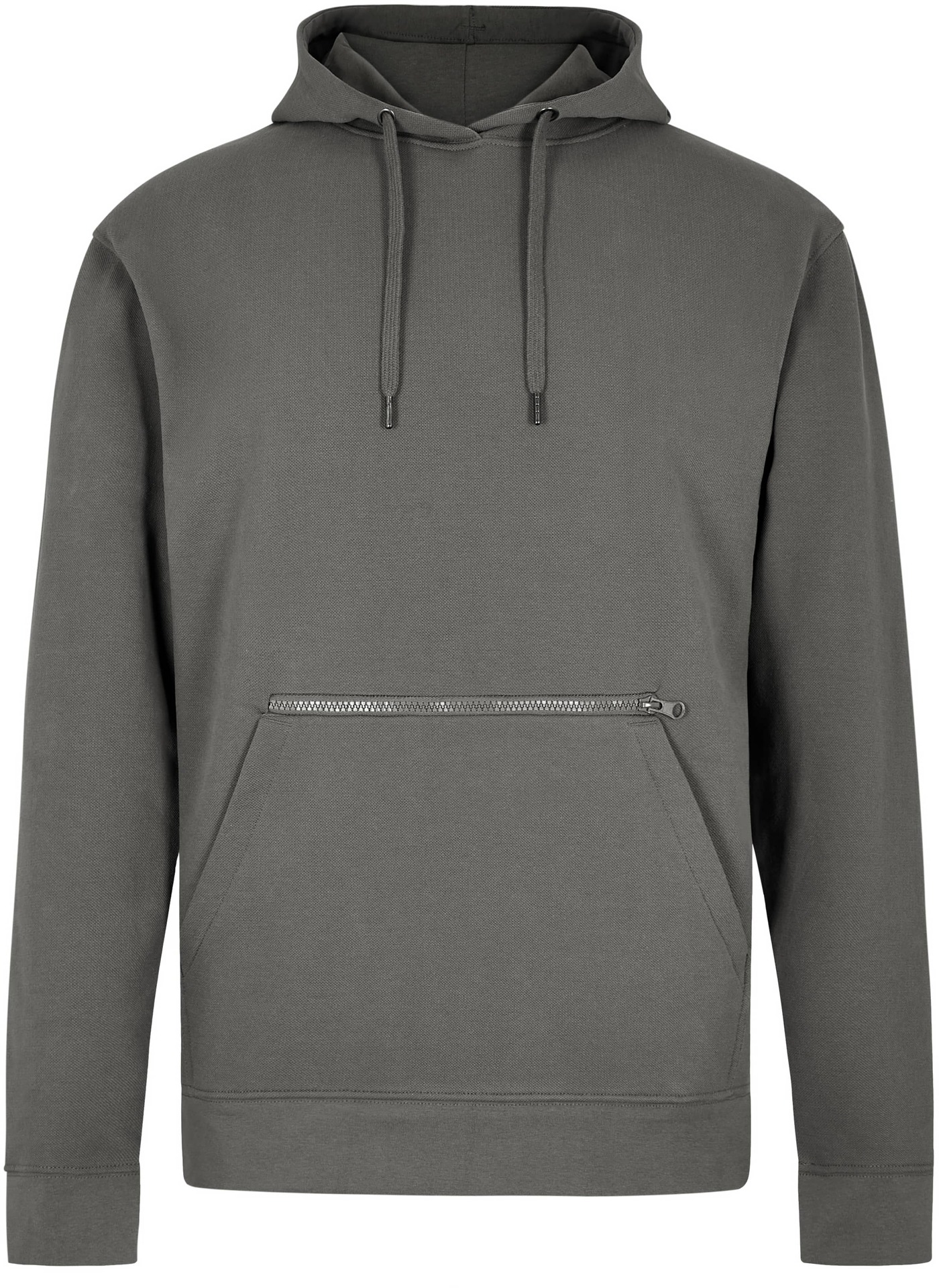 Regular Fit Pique Hoodie with Zipped Pocket