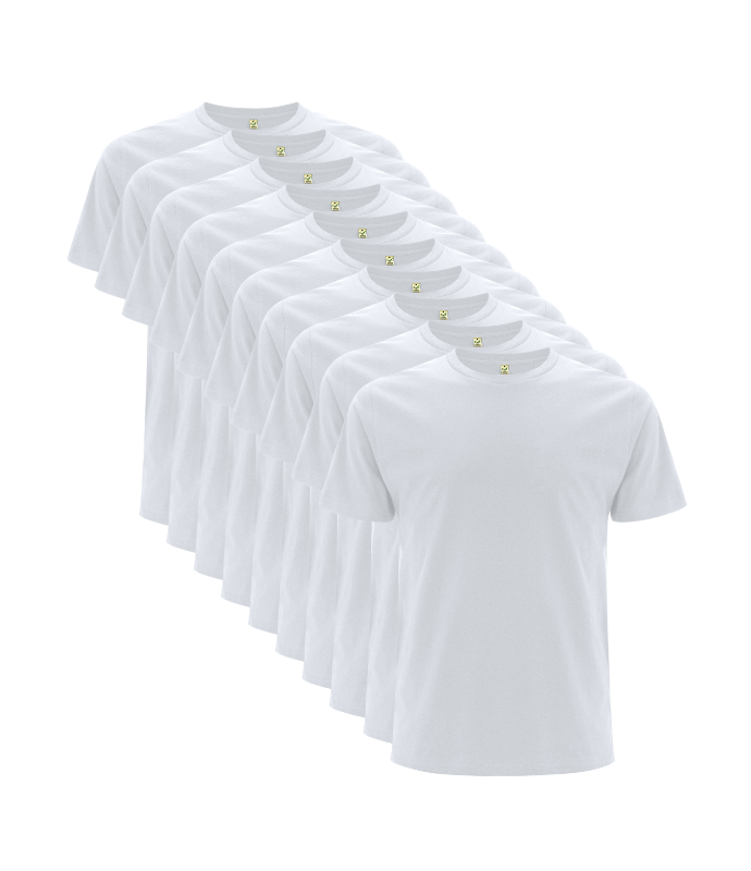 10er Pack - Leichtes Unisex-T-Shirt aus Bio-Baumwolle in weiß