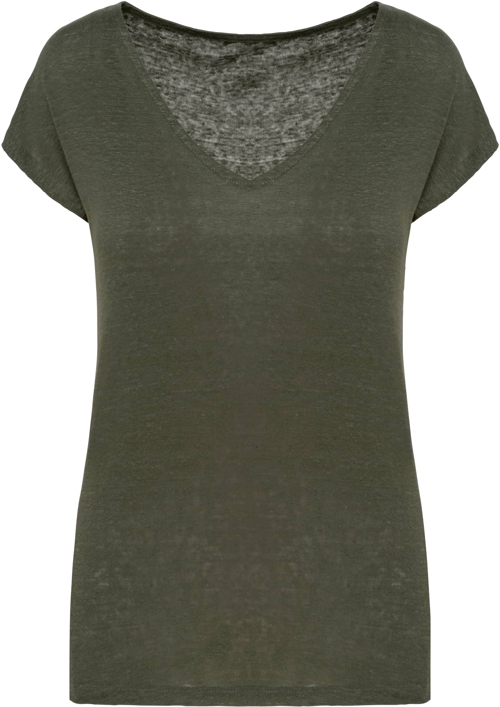 Damen-T-Shirt aus Leinen mit V-Ausschnitt