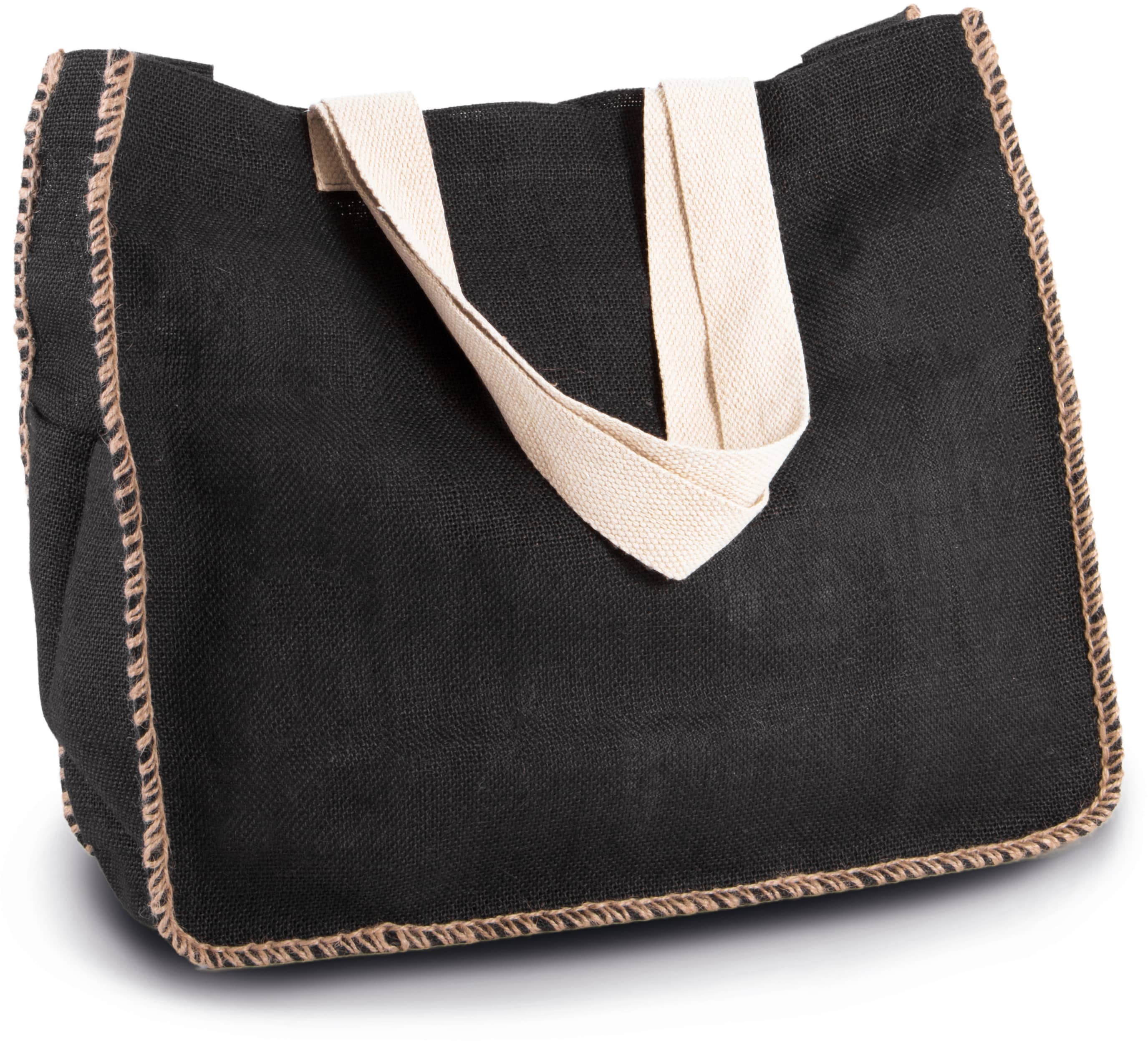 Jutetasche mit Kontrastnähten