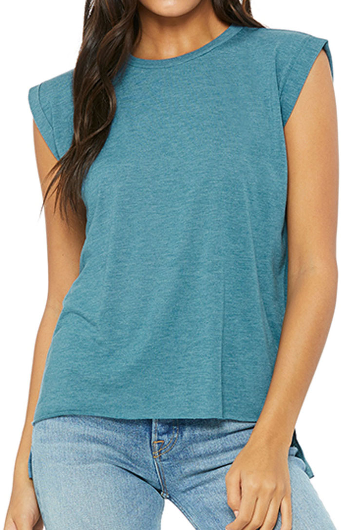 Flowy Damen T-Shirt mit Roll-Ärmeln