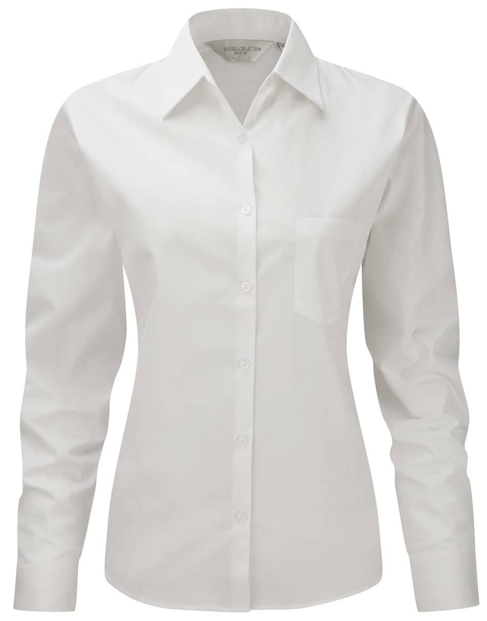 Ladies' Long Sleeve Classic Pure Cotton Poplin Shirt