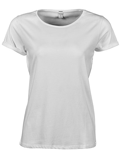 Modischen Damen-T-Shirt mit Roll-Up-Ärmeln