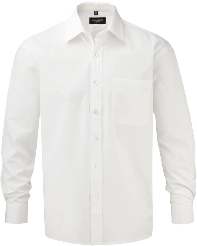 Men's Long Sleeve Classic Pure Cotton Poplin Shirt