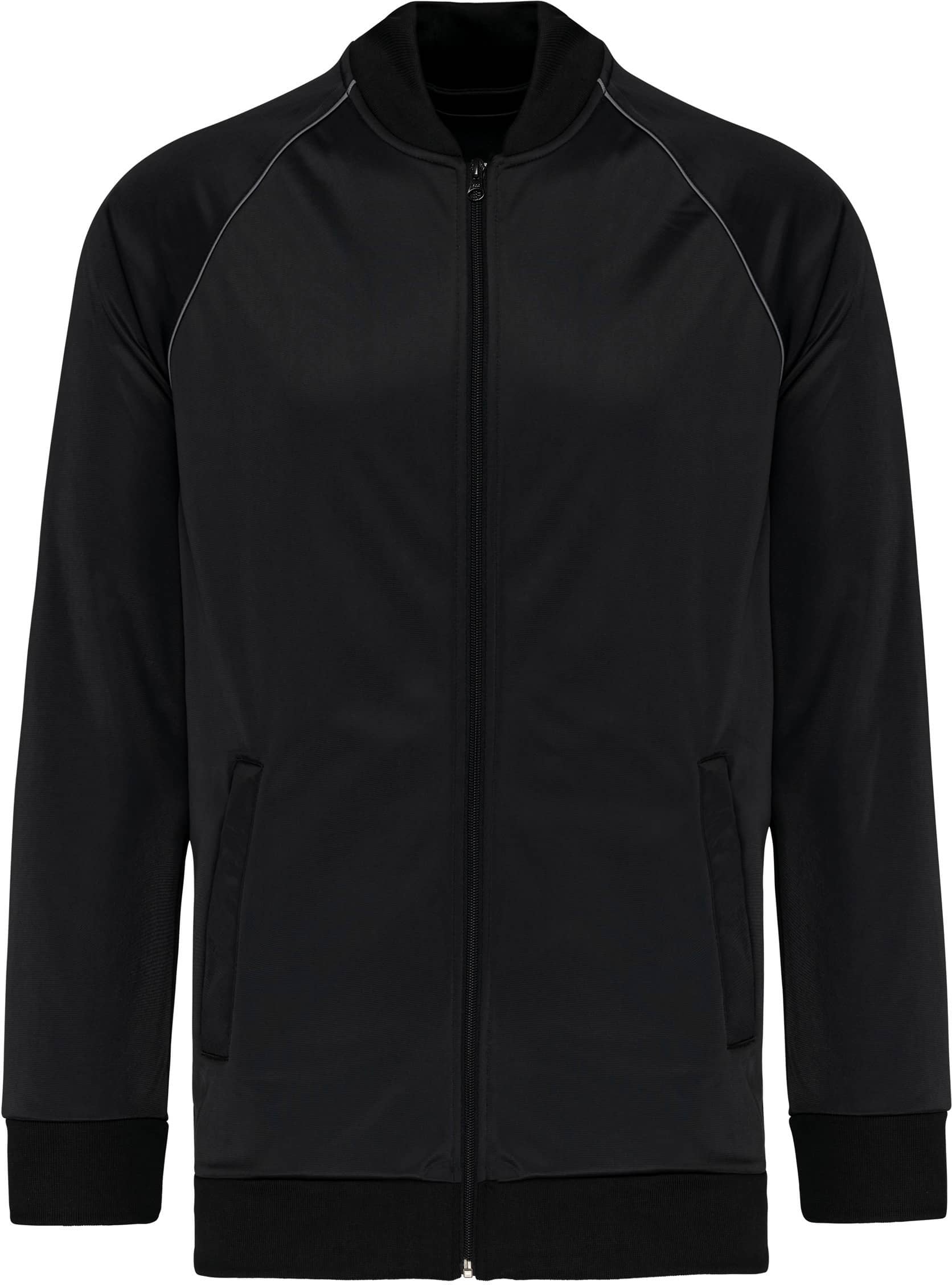 Unisex-Trainingsjacke mit Reißverschluss und Paspel