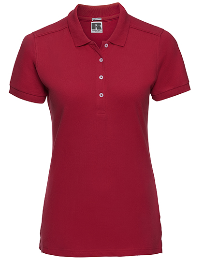 Elastisches länger geschnittenes figurnahes Damen-Poloshirt