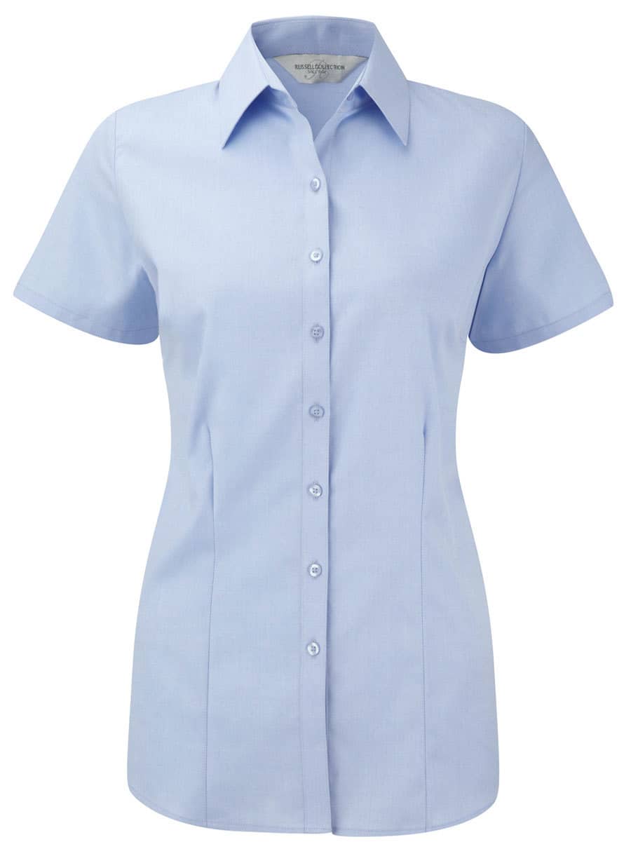 Ladies' Short Sleeve Tailored Herringbone Shirt