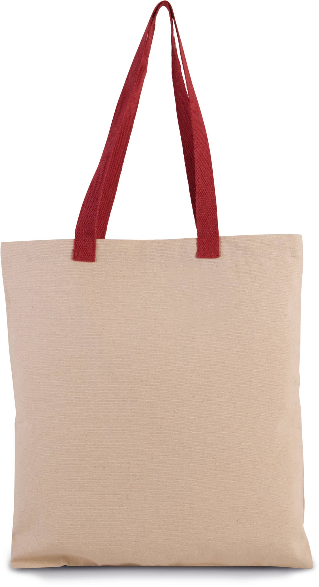 Flache Shoppingtasche aus Tuch mit kontrastfarbenem Griff