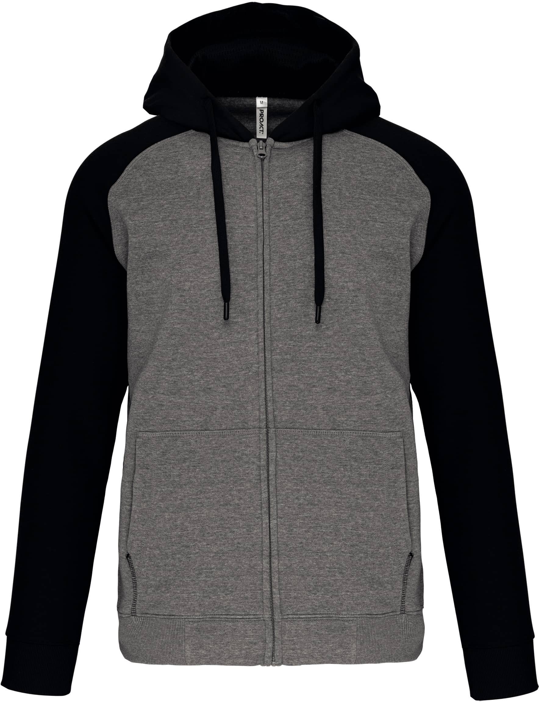 Zweifarbige Unisex-Fleecejacke mit Reißverschluss und Kapuze