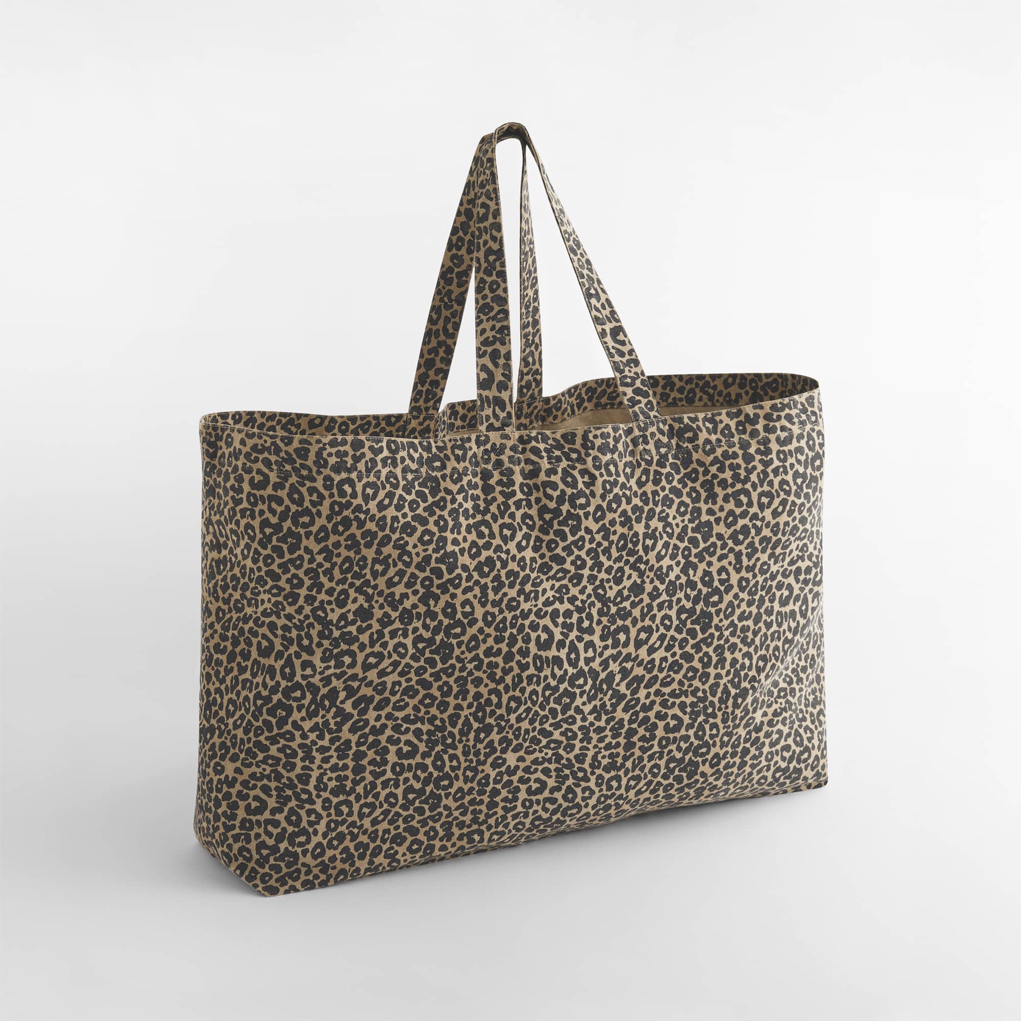 Leopard Print Canvas Oversized Tote Bag