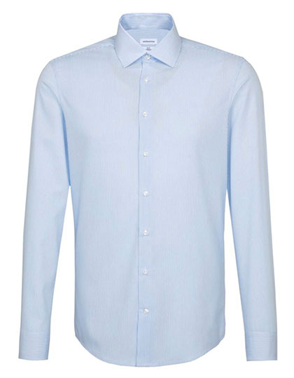 Bügelfreies Slim Fit-Popelinehemd mit Kentkragen und feinem Muster