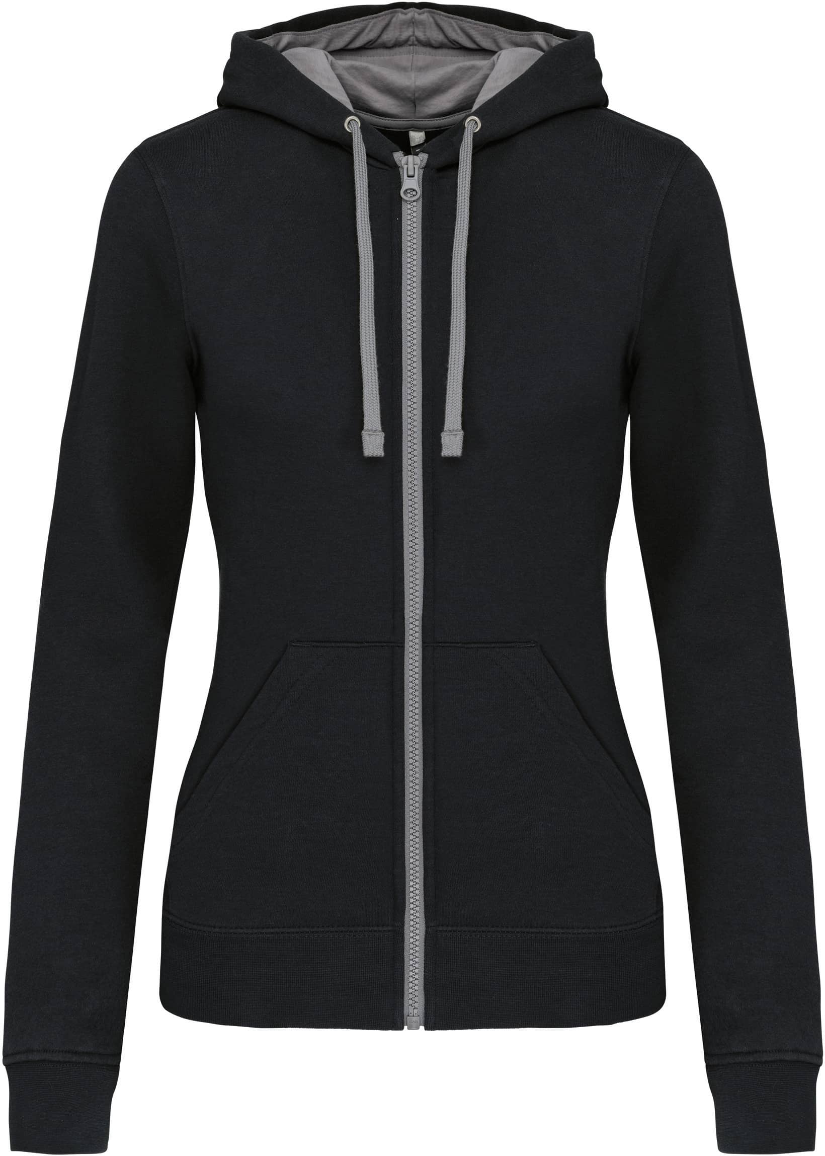 Damen-Kapuzensweatshirt Bicolor mit Reißverschluss