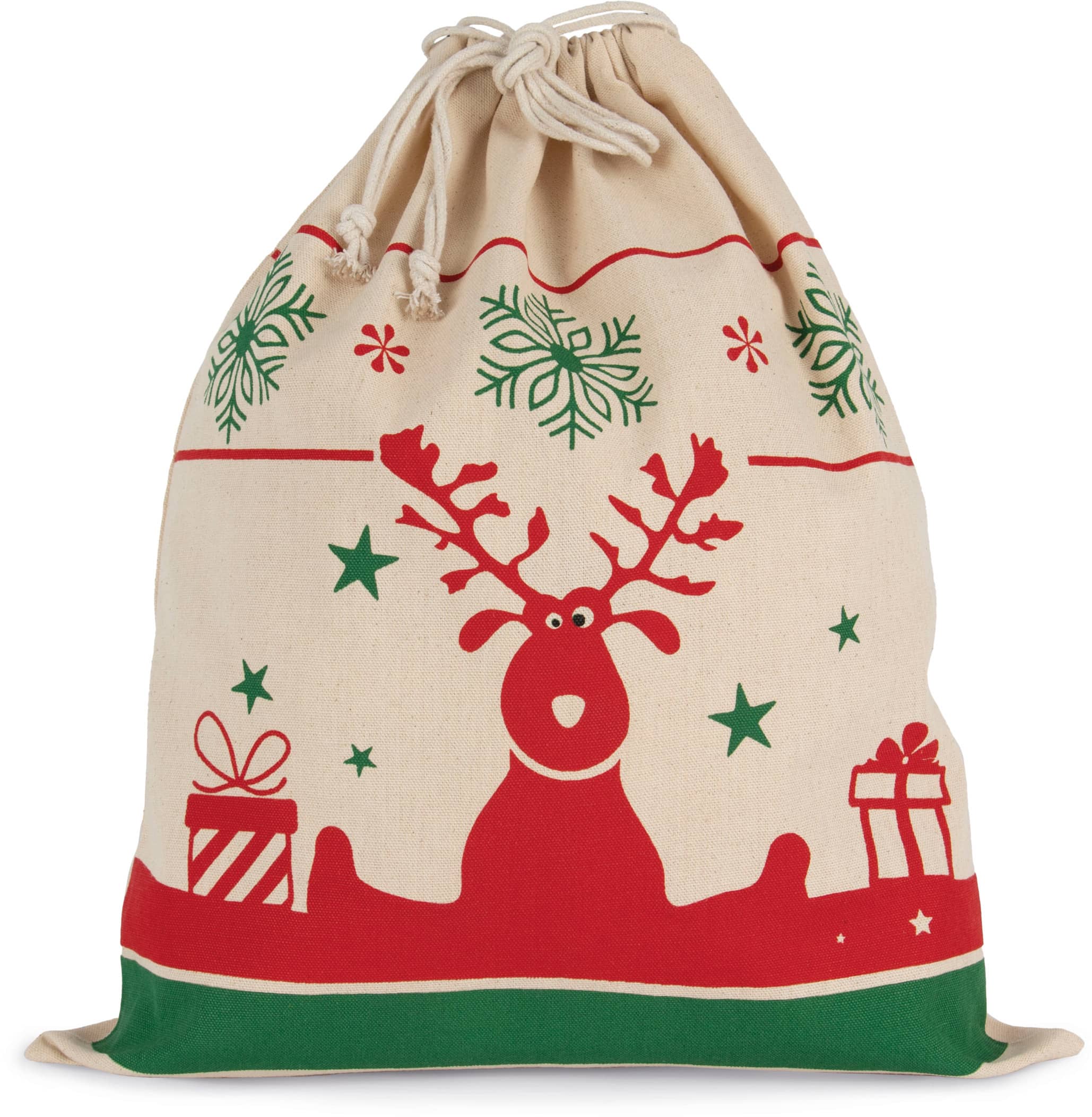 Tasche mit Kordel und Weihnachtsmotiven - Natural