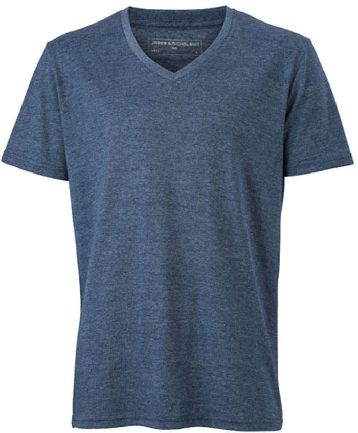 Meliertes Herren T-Shirt mit V-Ausschnitt