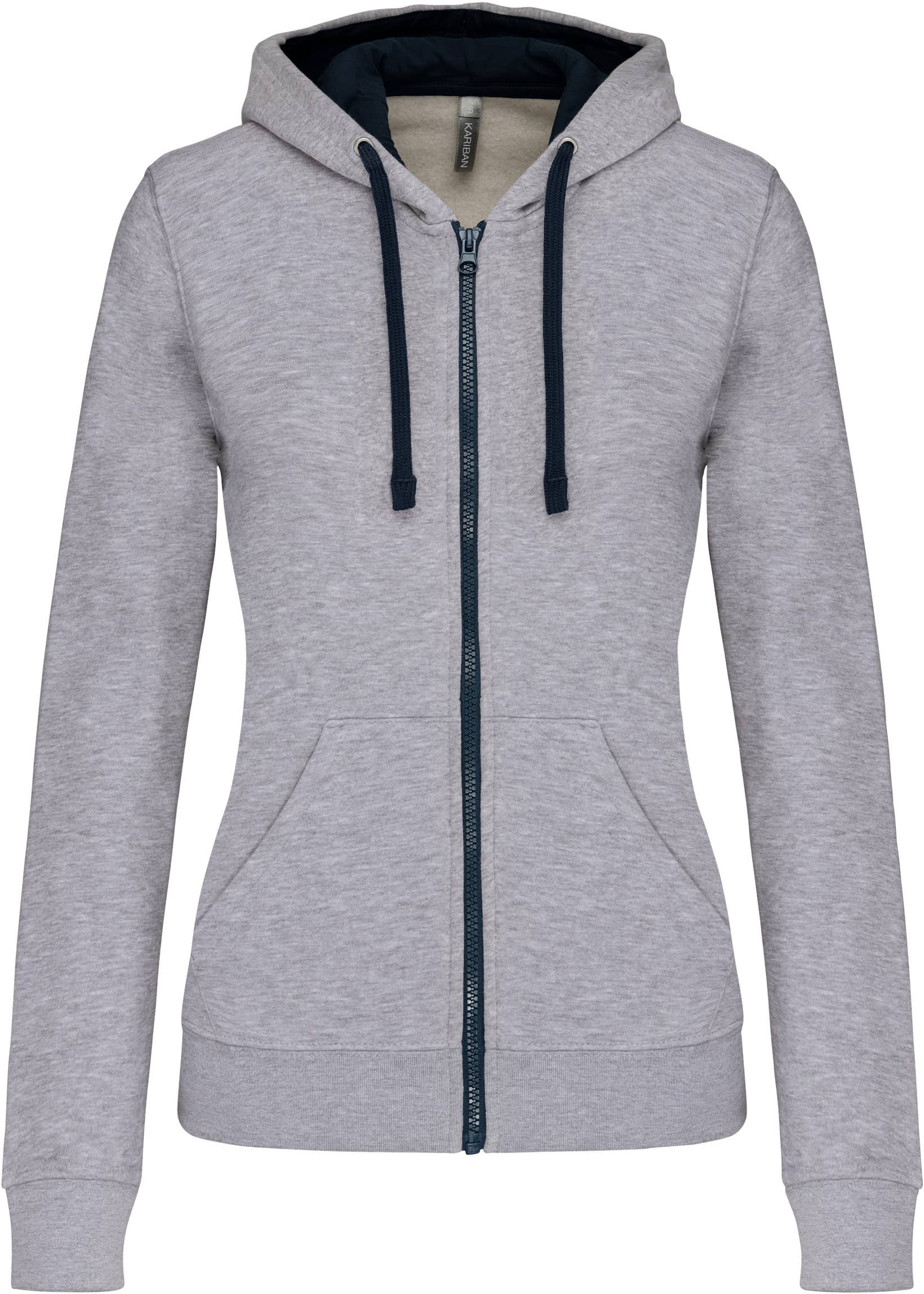 Damen-Kapuzensweatshirt Bicolor mit Reißverschluss
