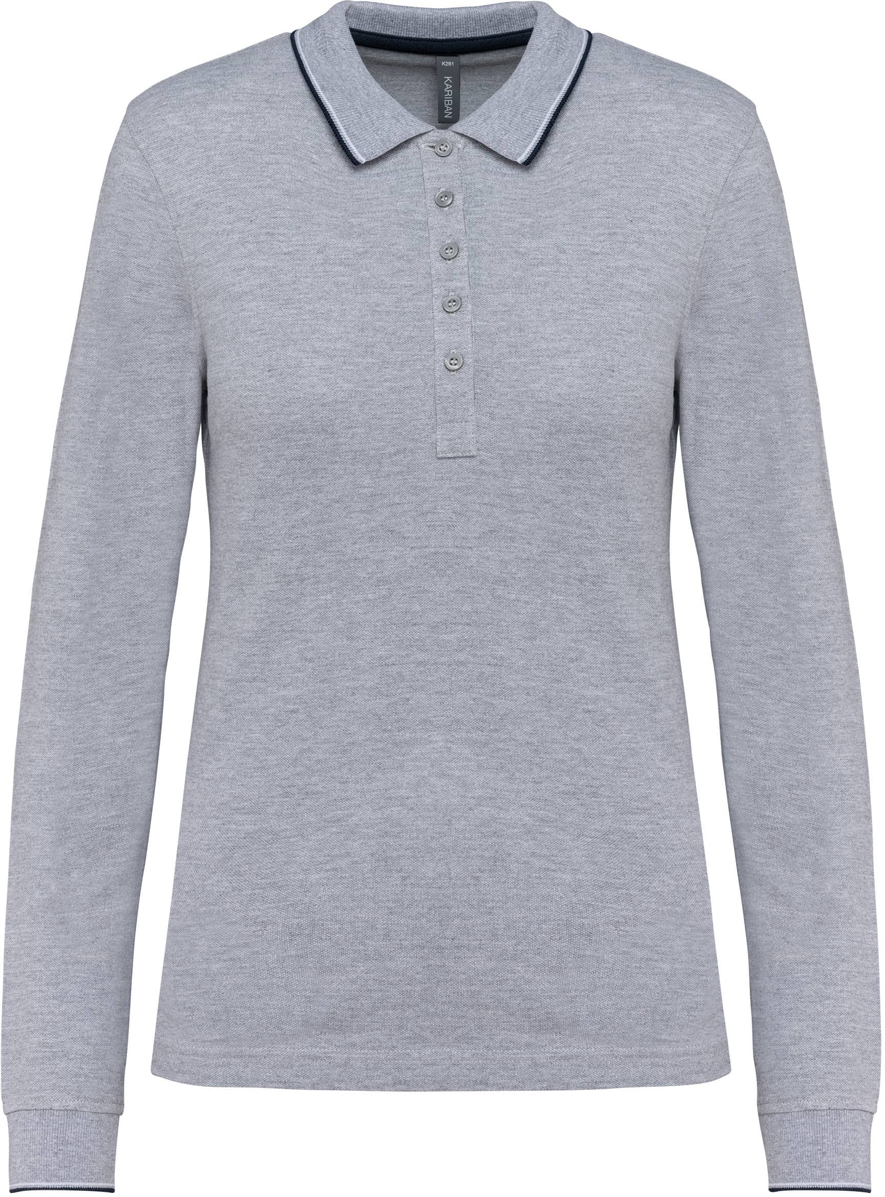 Langarm-Polohemd aus Piqué für Damen