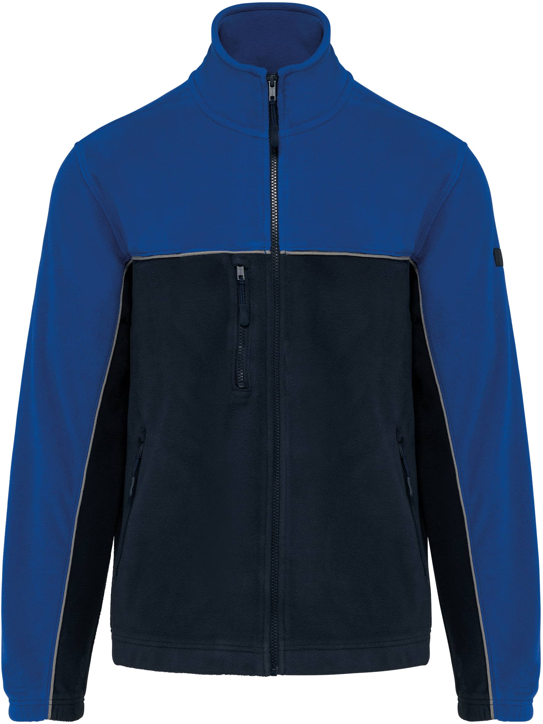 Zweifarbige, umweltfreundliche Unisex-Fleecejacke