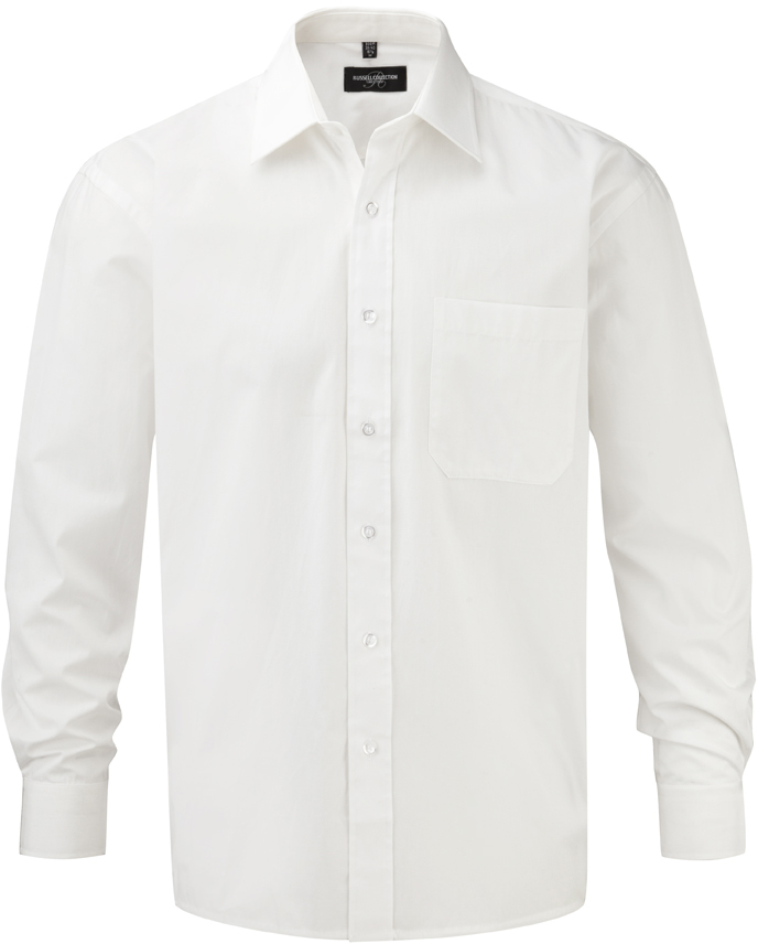 Men's Long Sleeve Classic Pure Cotton Poplin Shirt
