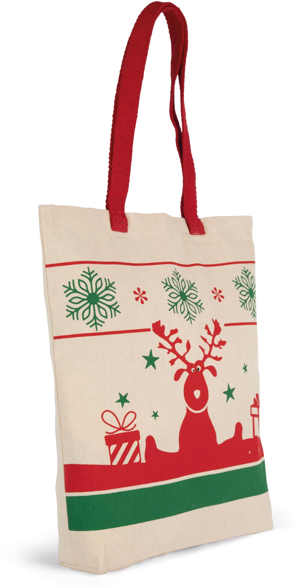 Einkaufstasche mit Weihnachtsmotiven - naturfarbend