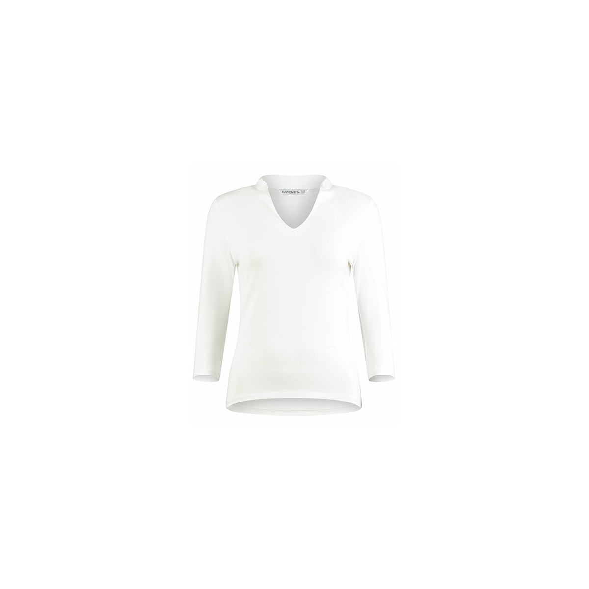 Regular Fit Mandarin Collar Top 3/4 Sleeve