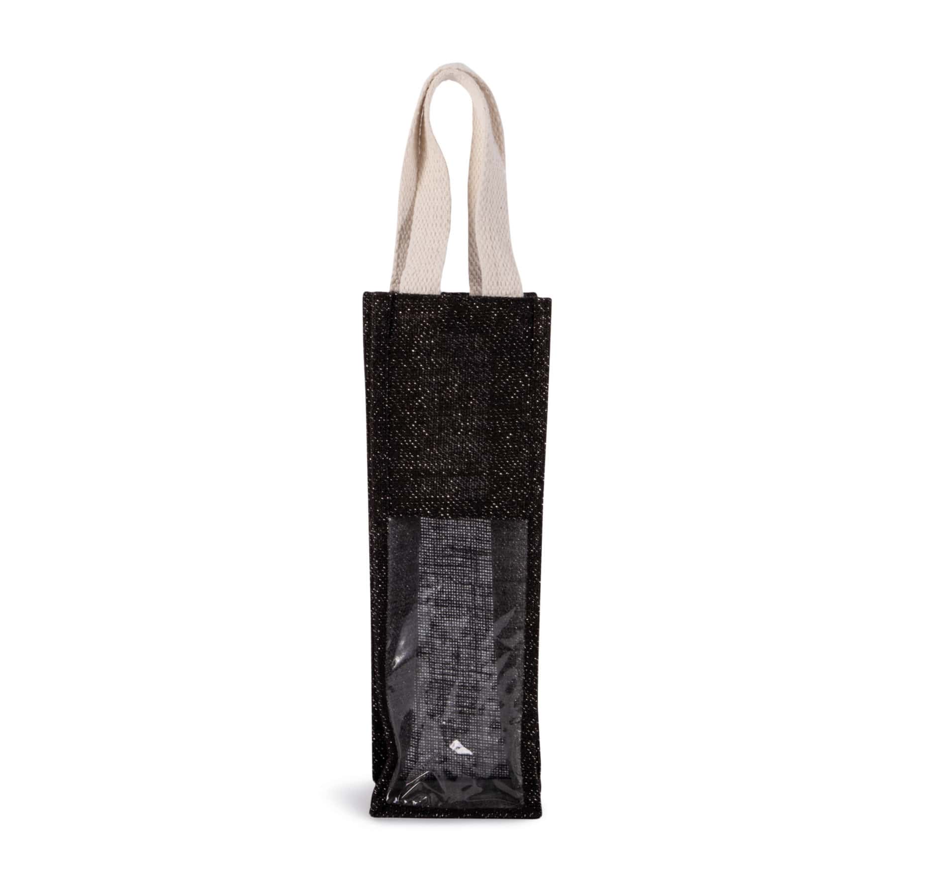Jute-Flaschenbeutel - Black/Silver - Cherry/Gold - 1 Flasche