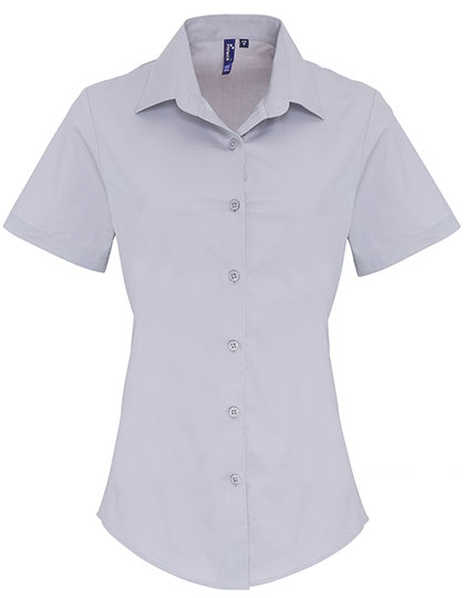 Elastische Popelinebluse mit abgerundetem Saum