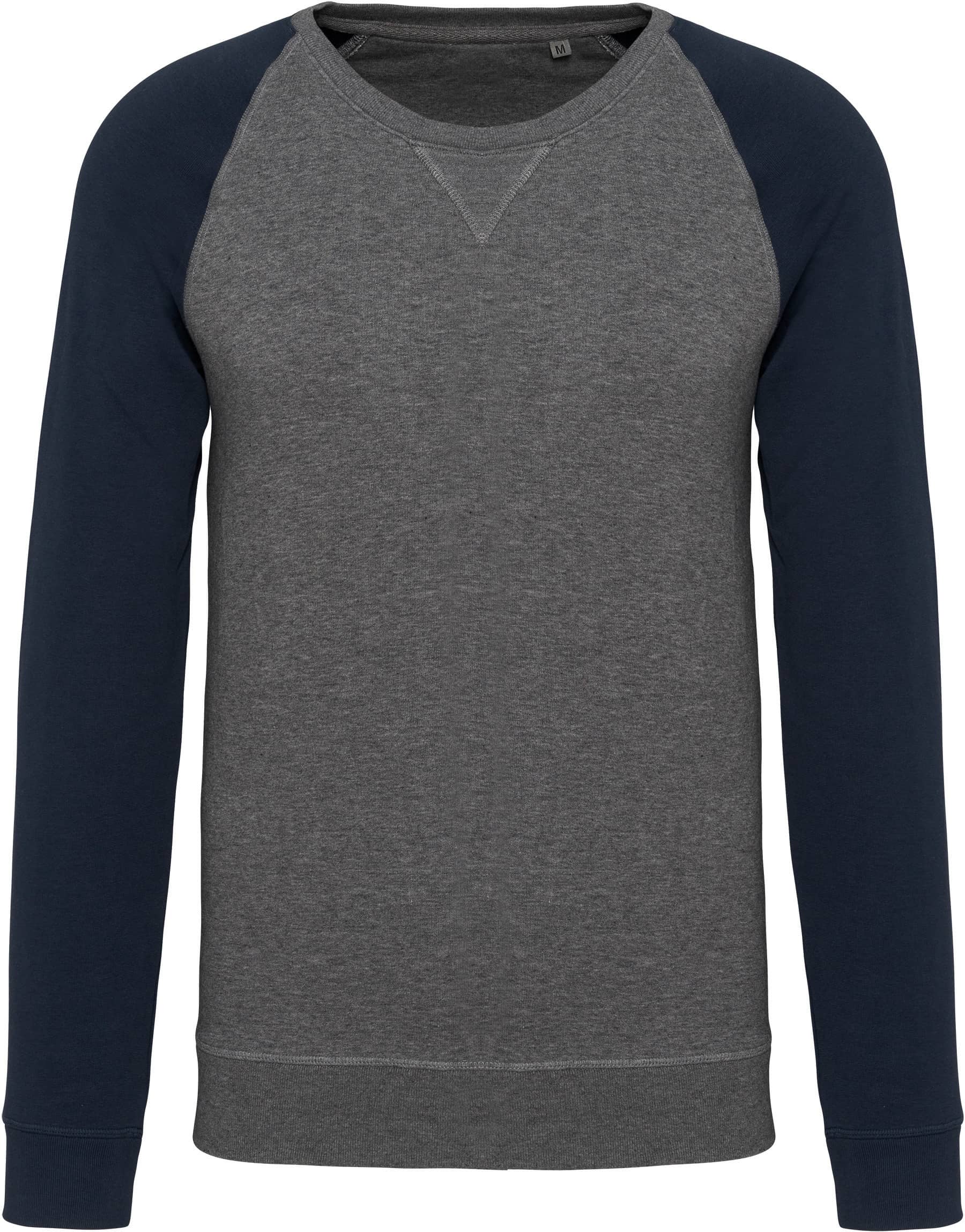 Zweifarbiges Herren-Sweatshirt French Terry BIO mit Rundhalsausschnitt und Raglanärmeln