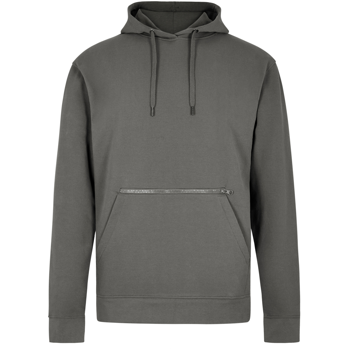Regular Fit Pique Hoodie with Zipped Pocket