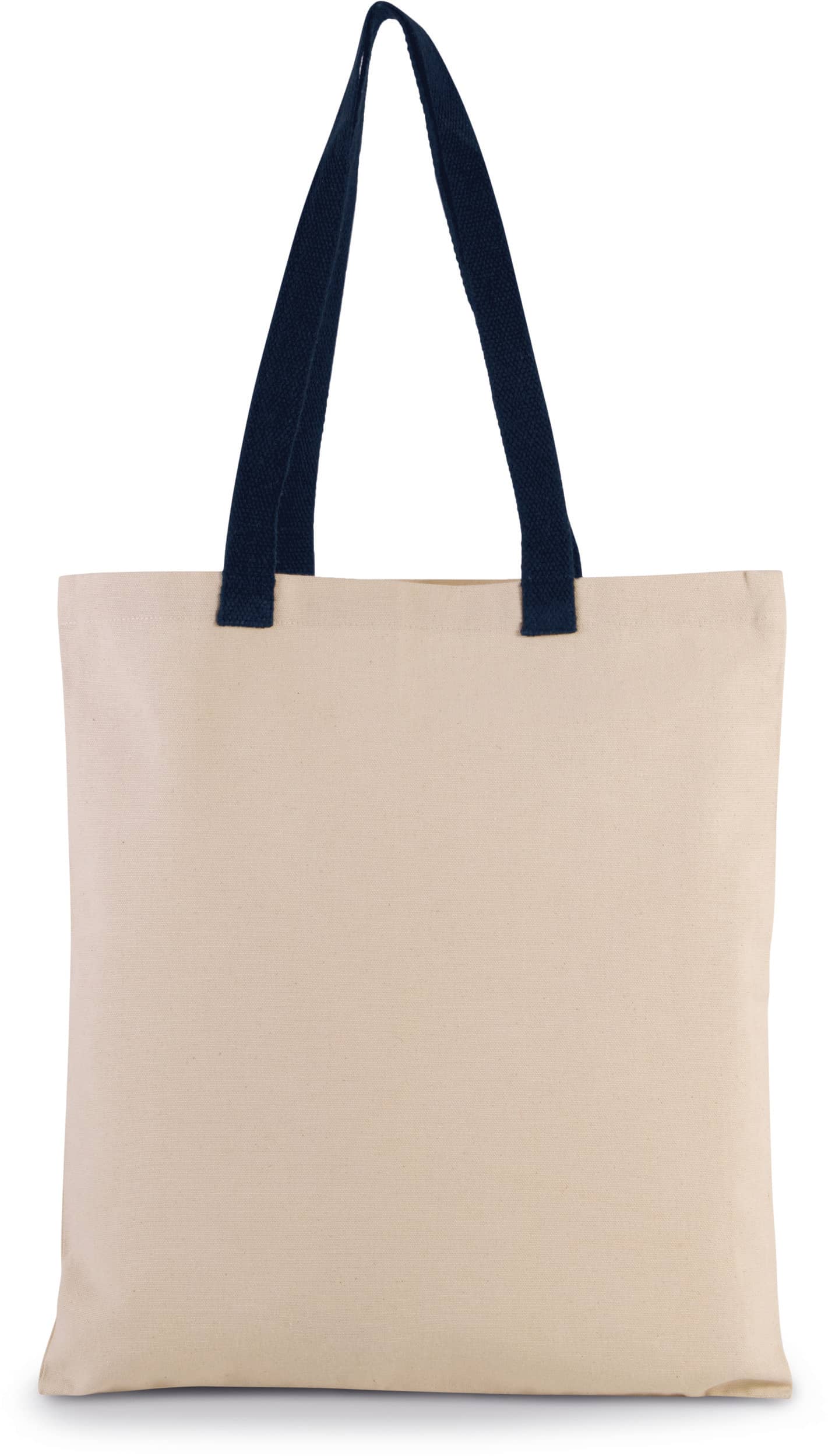Flache Shoppingtasche aus Tuch mit kontrastfarbenem Griff