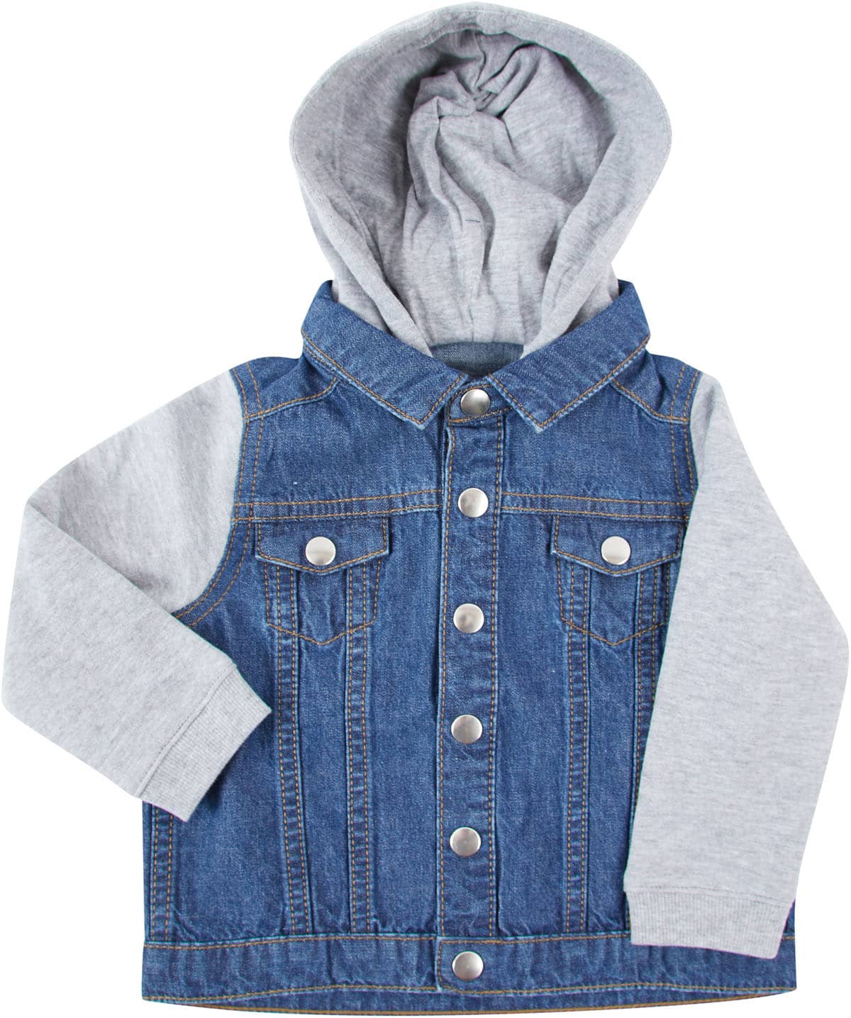 Denim Jacket With Fleece Hood And Sleeves