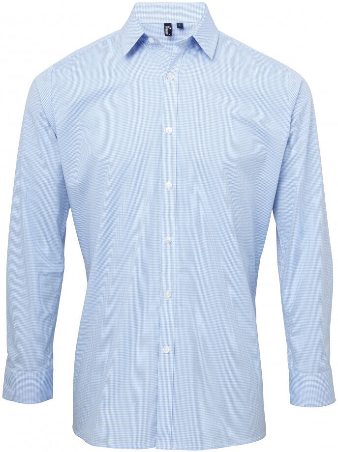 Men´s Microcheck (Gingham) Long Sleeve Cotton Shirt
