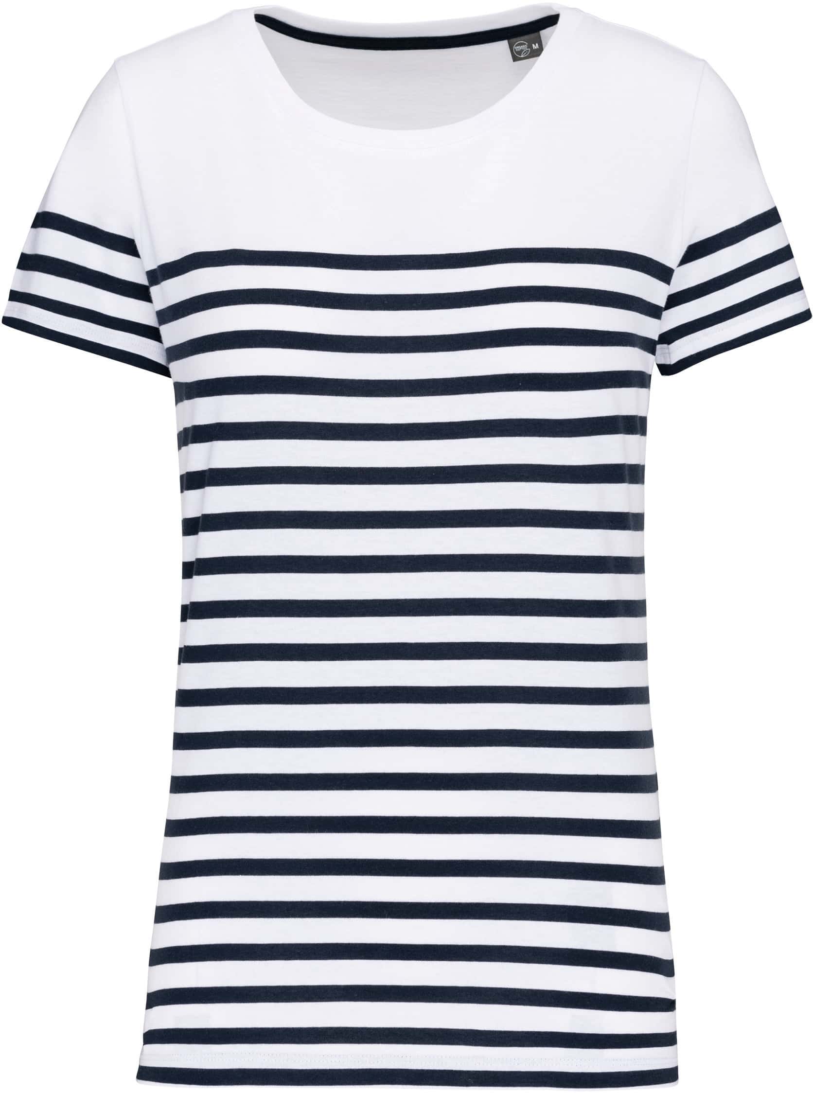 T-Shirt im Marine-Stil mit Rundhalsausschnitt Bio Damen