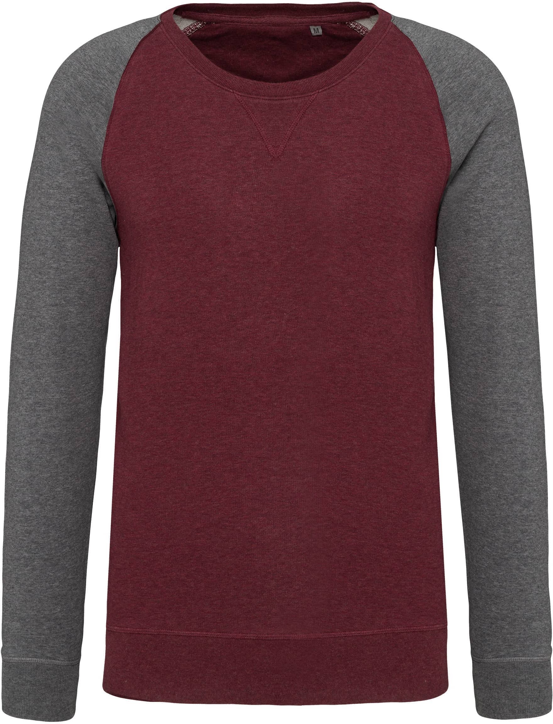 Zweifarbiges Herren-Sweatshirt French Terry BIO mit Rundhalsausschnitt und Raglanärmeln