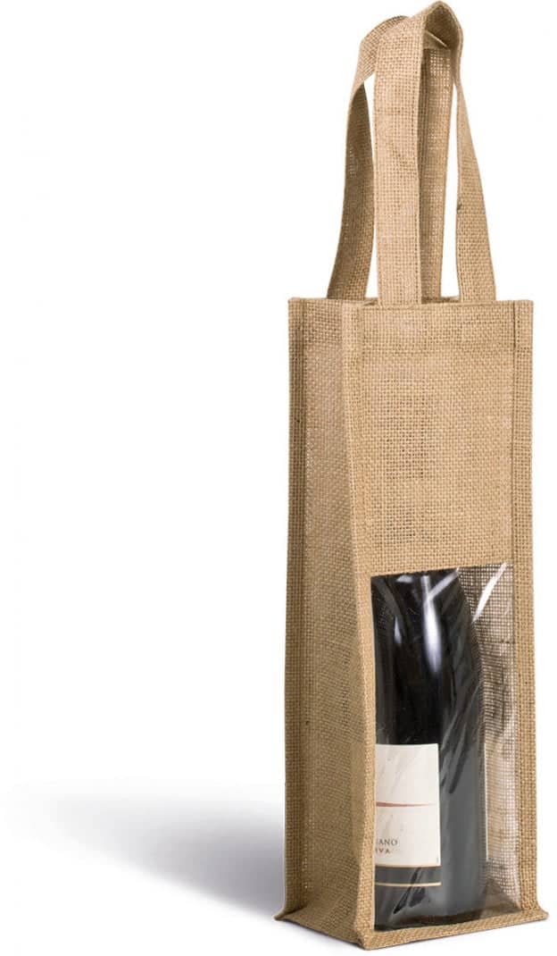 Jute-Flaschenbeutel - Natural/Gold - 1 Flasche