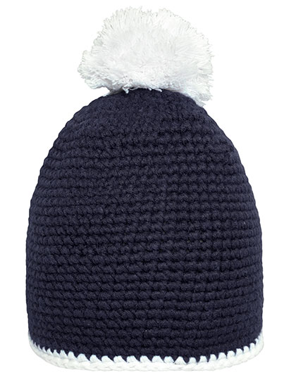 Pompon Hat With Contrast Stripe