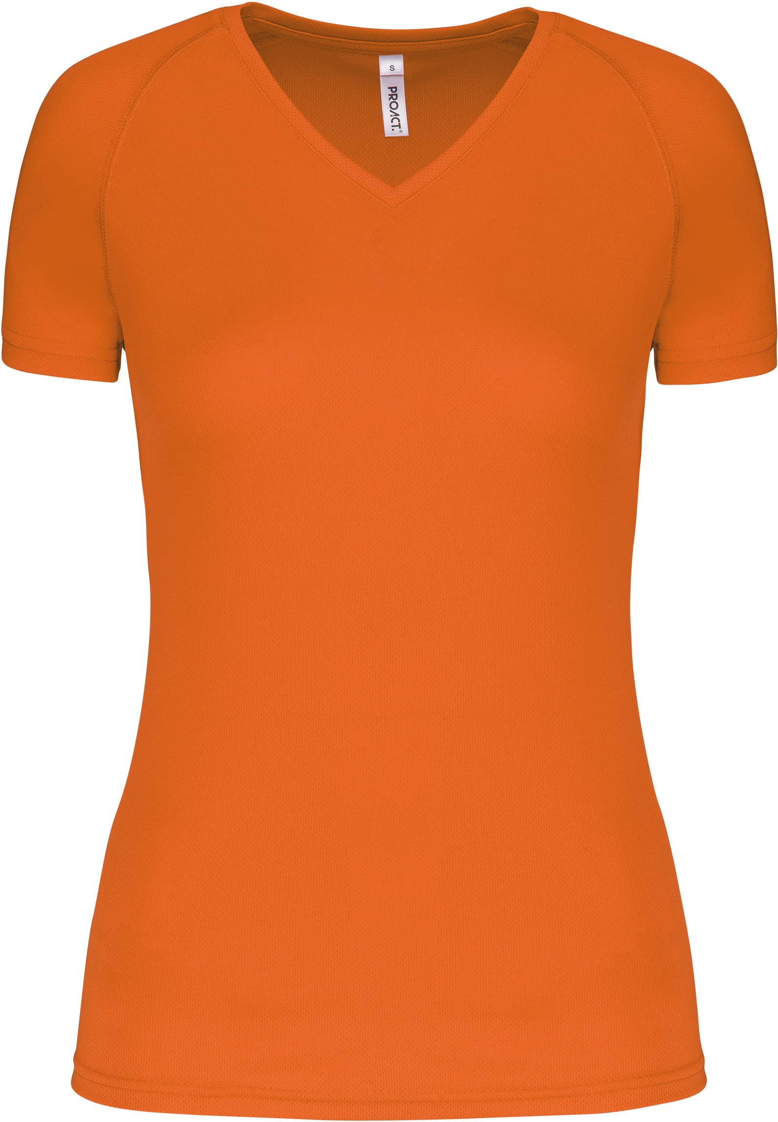 Damen Kurzarm-Sportshirt mit V-Ausschnitt - Fluorescent