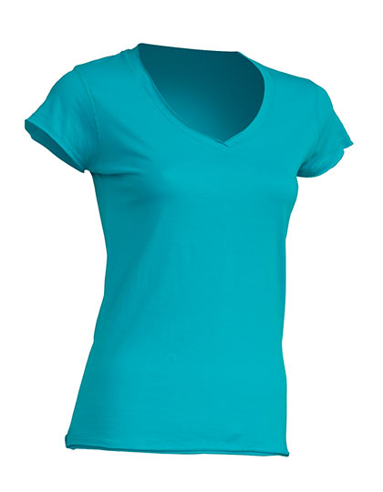 Slim Fit Damen-T-Shirt "Sicilia" mit V-Ausschnitt