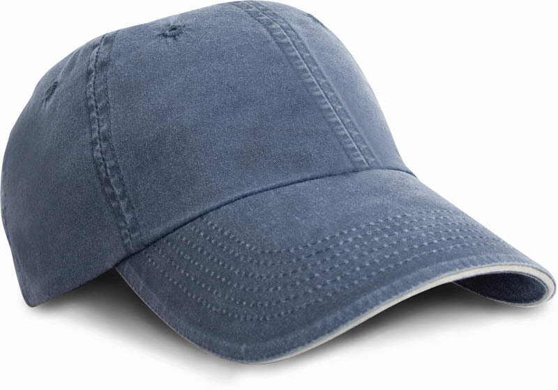 Washed Fine Line Cotton Cap With Sandwich Peak