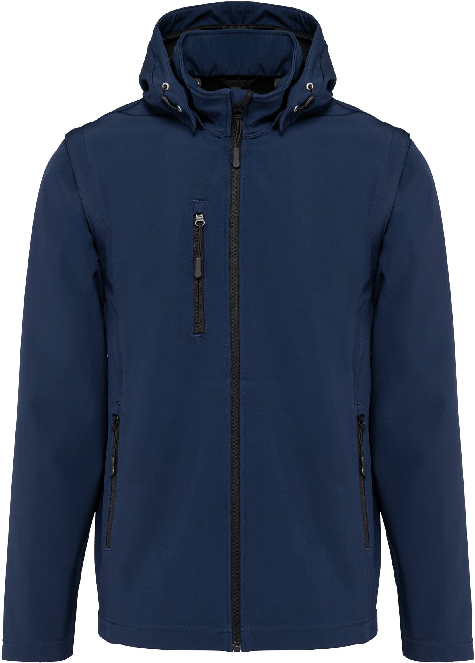 3-lagige Unisex-Softshell-Jacke mit Kapuze und abnehmbaren Ärmeln