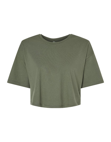 Damen Cropped T-Shirt mit übergroßen Ärmeln