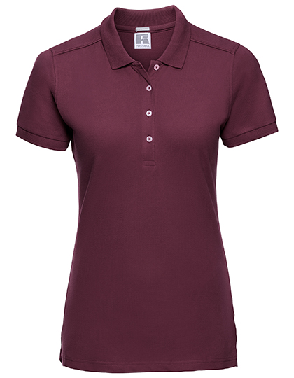 Elastisches länger geschnittenes figurnahes Damen-Poloshirt