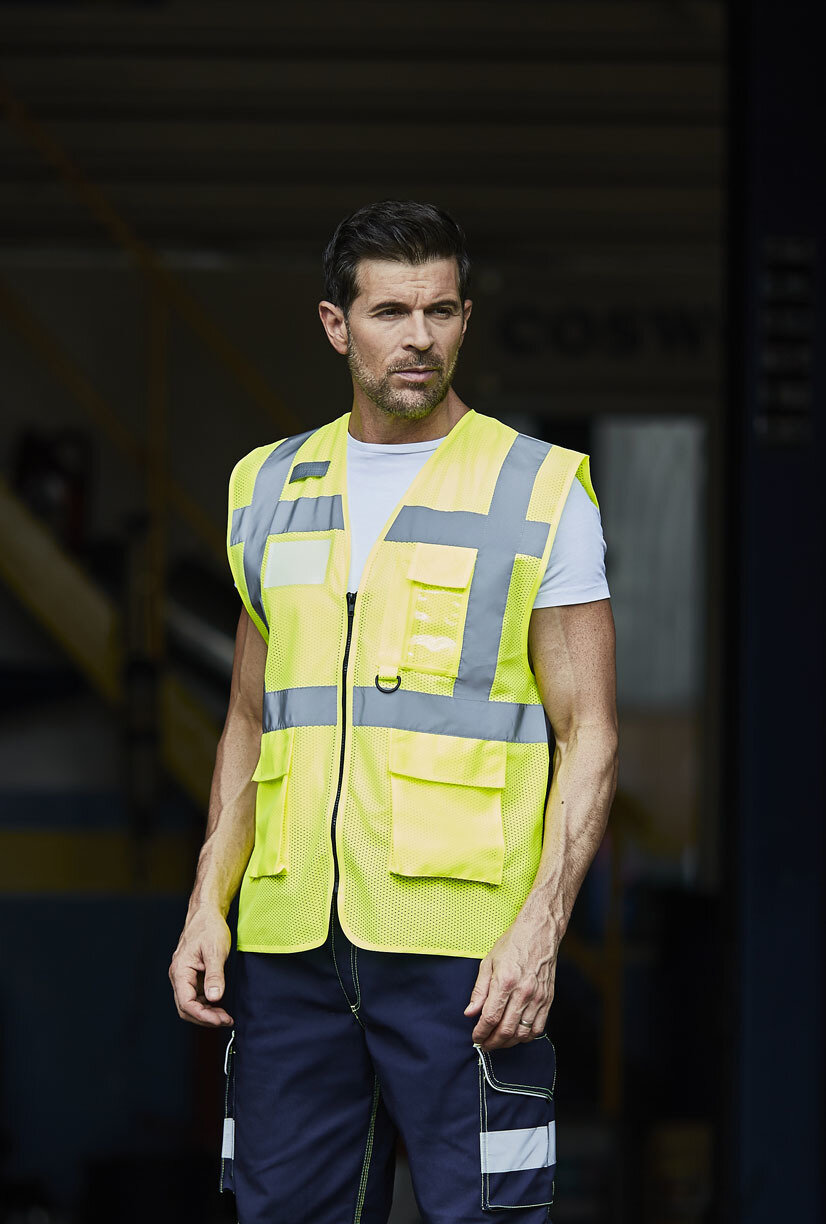 Hi-Vis Top Cool Recycled Open Mesh Executive Waistcoat
