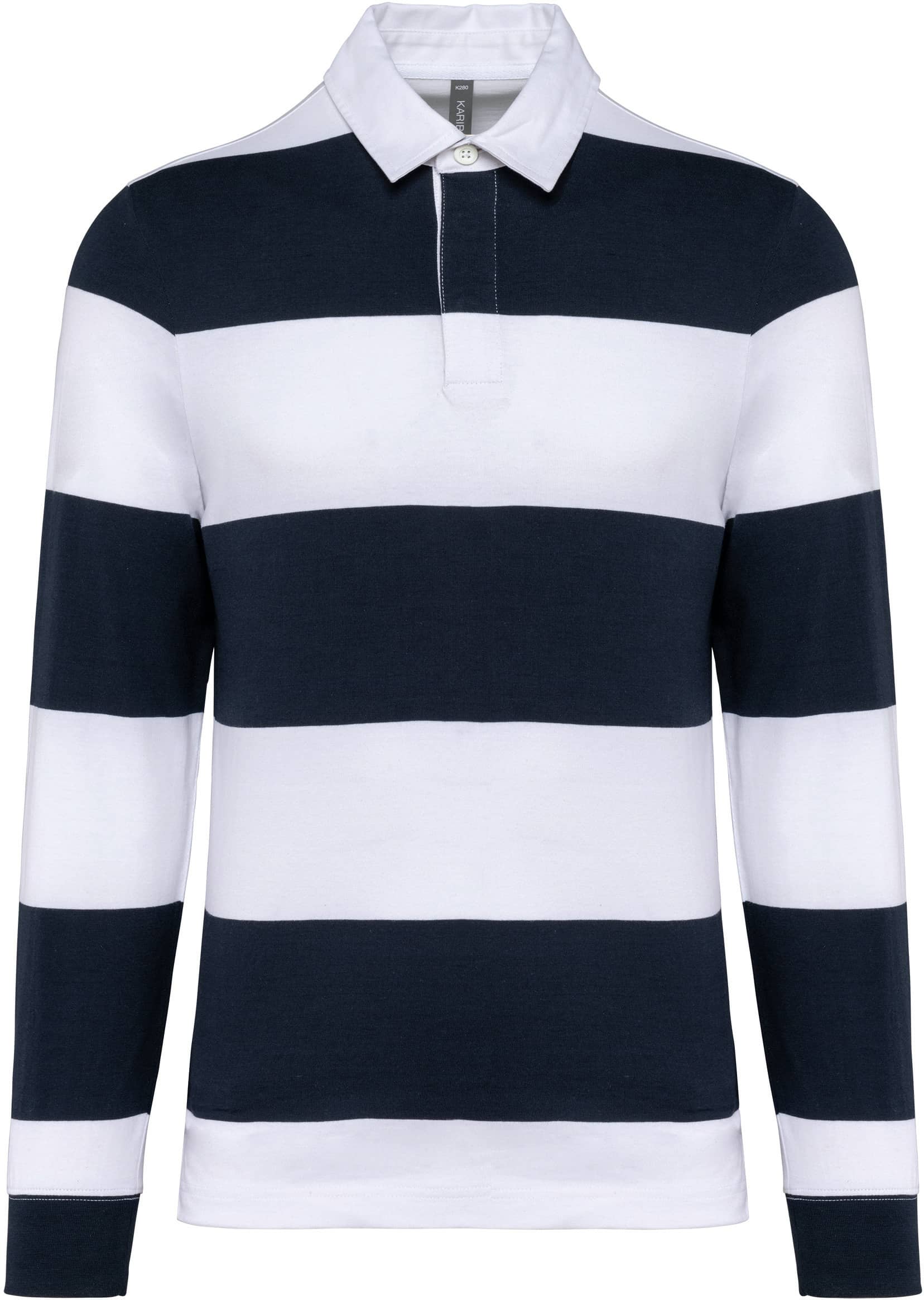 Gestreiftes Polohemd mit langen Ärmeln, Unisex
