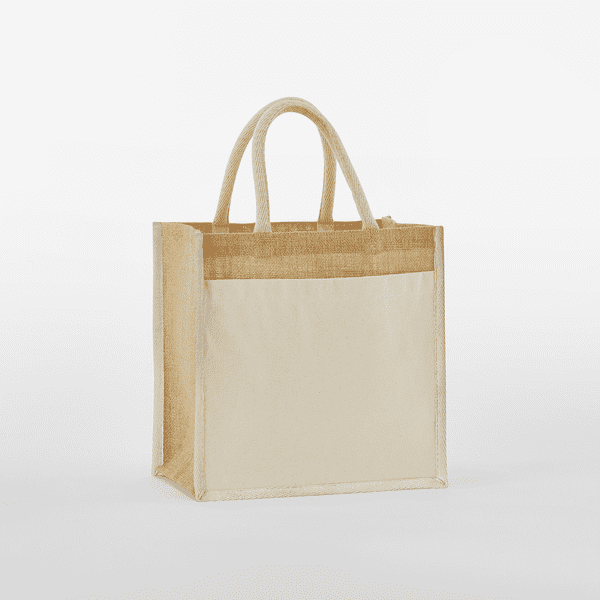 Cotton Pocket Natural Starched Jute Midi Bag