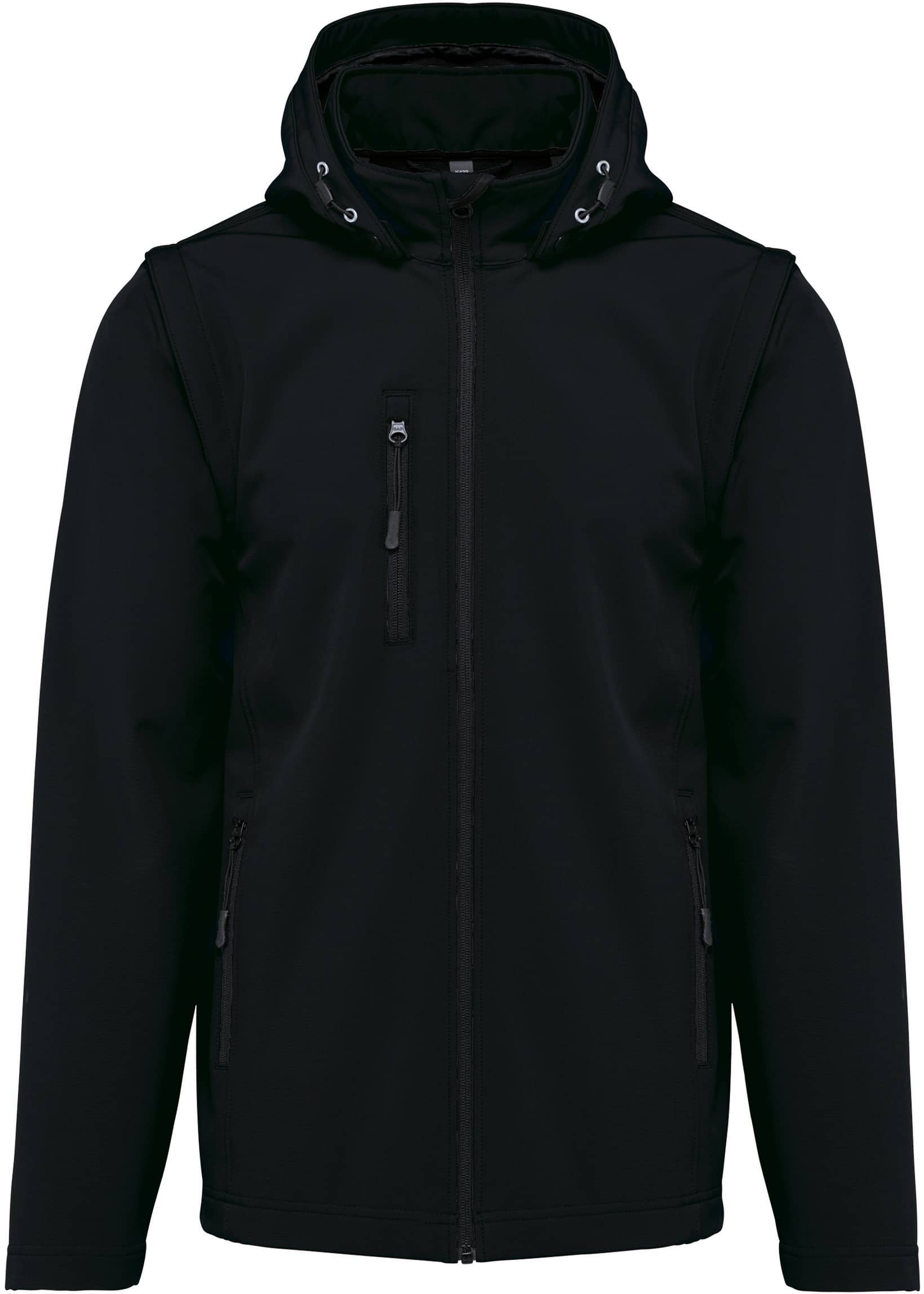 3-lagige Unisex-Softshell-Jacke mit Kapuze und abnehmbaren Ärmeln