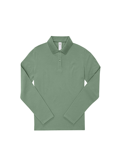 Schweres Damen Langarm-Poloshirt aus nachhaltigerer Baumwolle