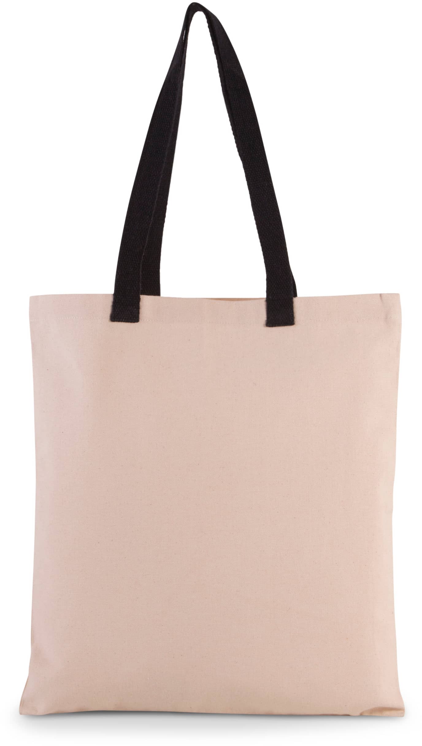Flache Shoppingtasche aus Tuch mit kontrastfarbenem Griff