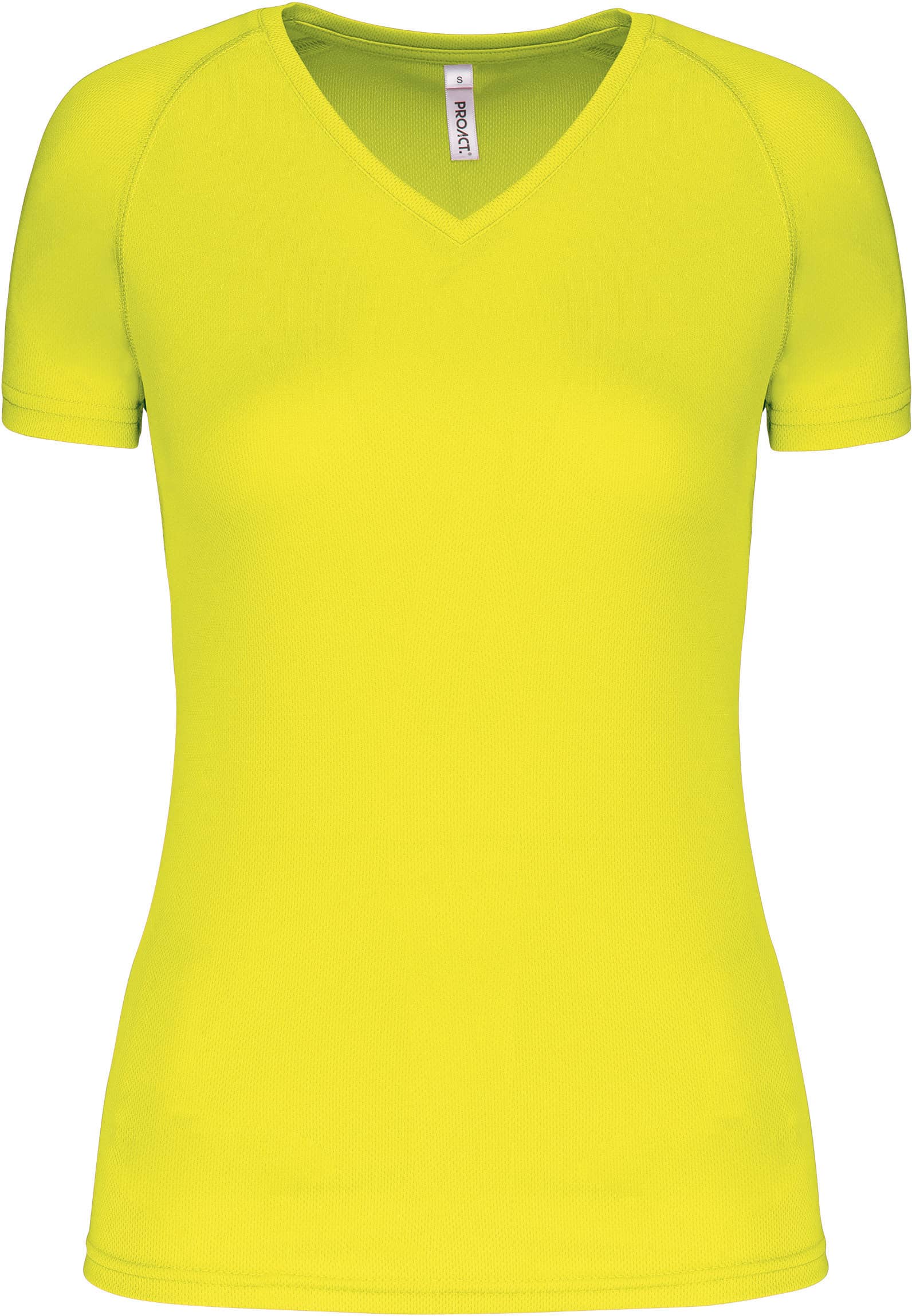 Damen Kurzarm-Sportshirt mit V-Ausschnitt - Fluorescent